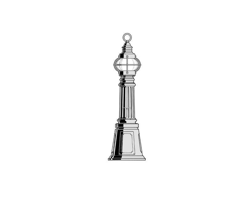 Bridgewater, Small, aluminum, Bollard, Clear glass, (1) 60W INC, 120V